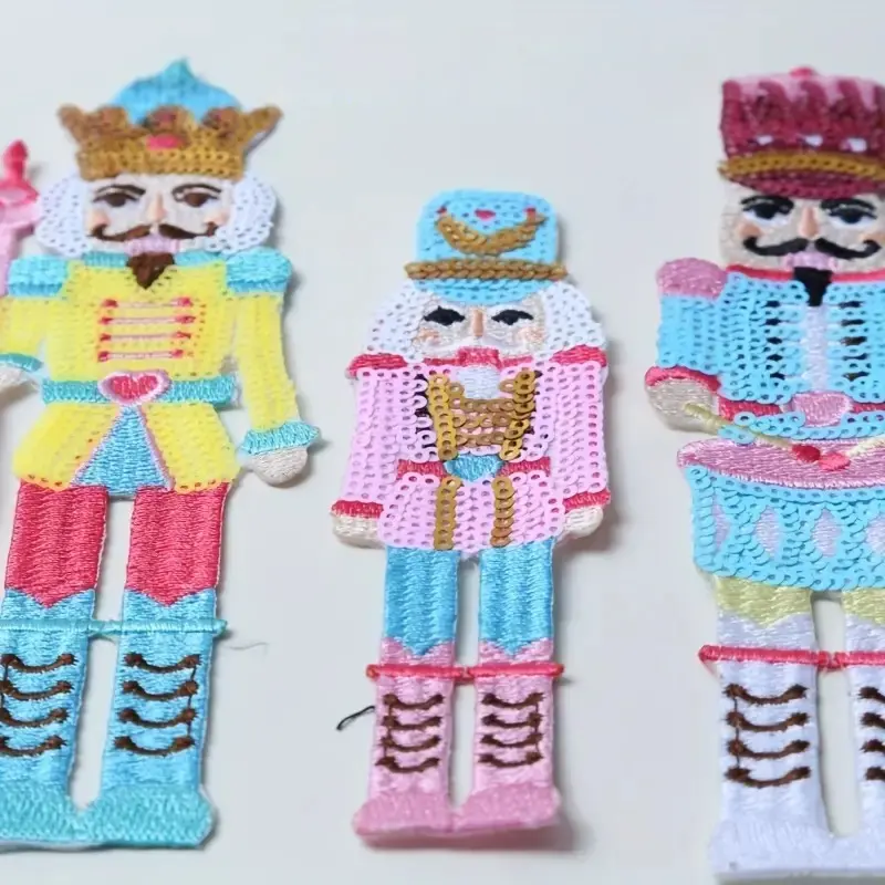 3PC Multi-Color Nutcracker Embroidery Ironing Patch DIY Clothing Backpack Sewing Patch Decoration