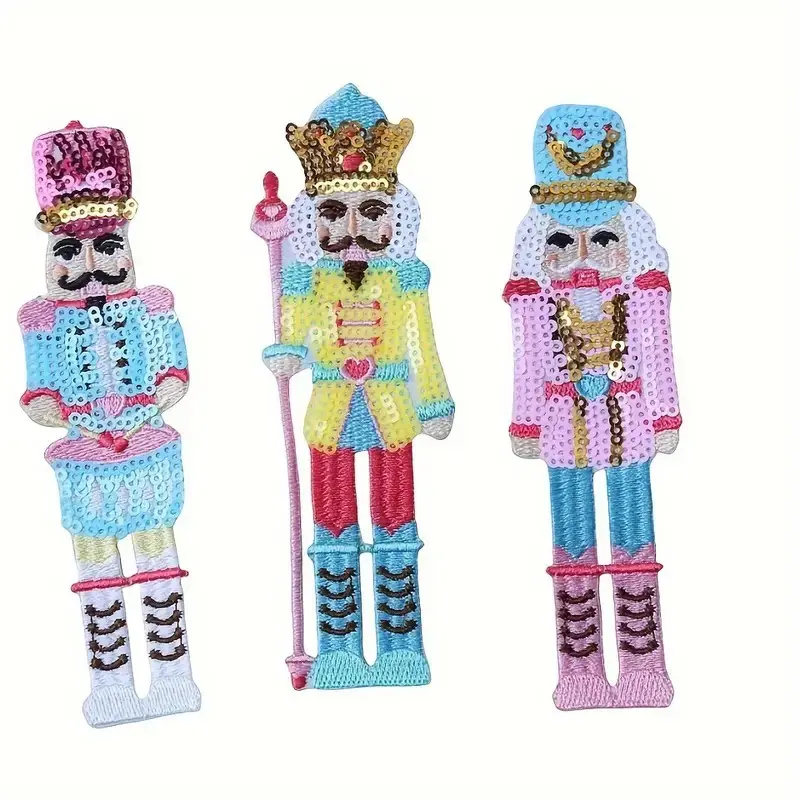 3PC Multi-Color Nutcracker Embroidery Ironing Patch DIY Clothing Backpack Sewing Patch Decoration