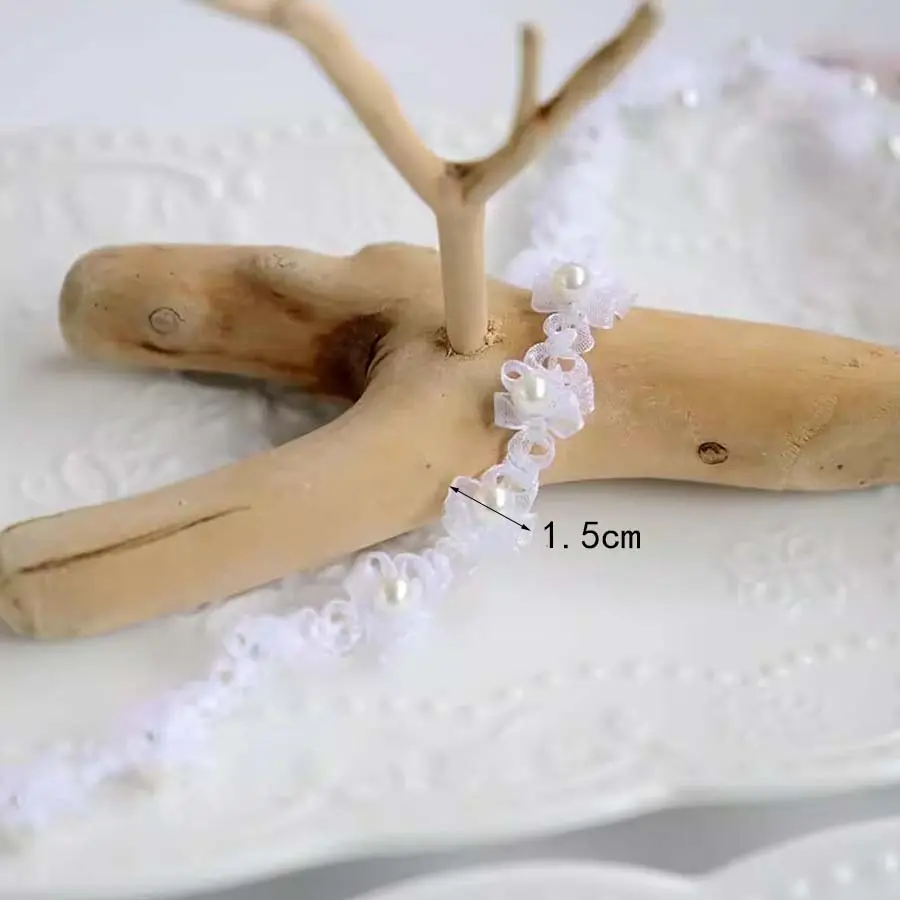 1 Yard Multi-Color Pearl Embroidery Lace Fabric Trim DIY Clothing Bags Wedding Home Decoration Applique Handmade Sewing Crafts