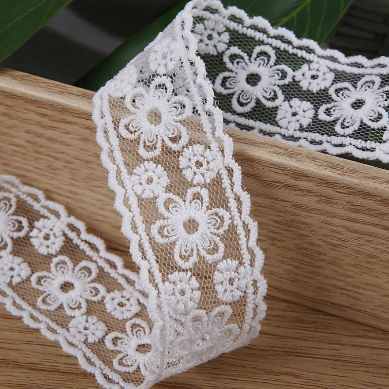2 Yards Multi-Color Flower Embroidery Lace Fabric Trim DIY Clothing Wedding Home Gift Decoration Handmade Sewing Crafts Supplies