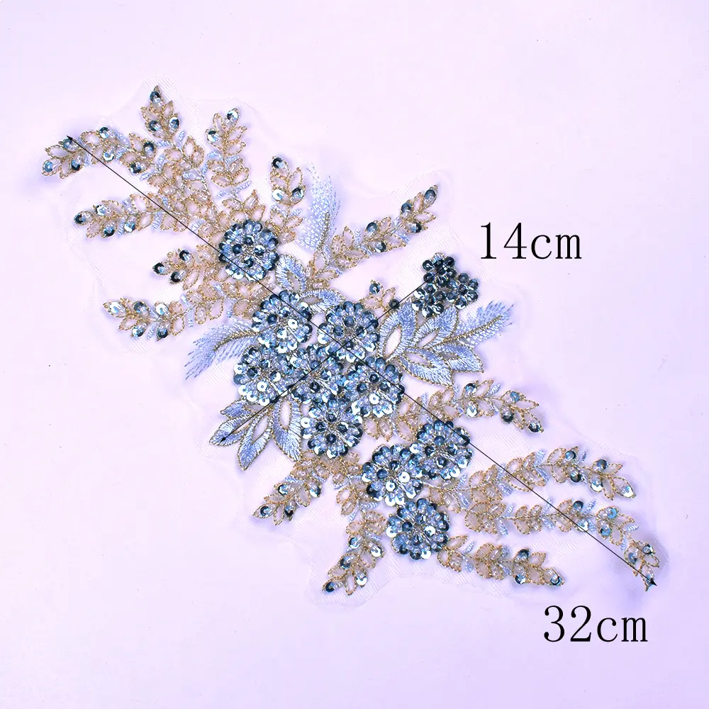 1Pc Flower Crystal Embroidery Patches Fabric For Evening Dress Wedding Accessories Sewing Patch Handmade Applique Repair Crafts