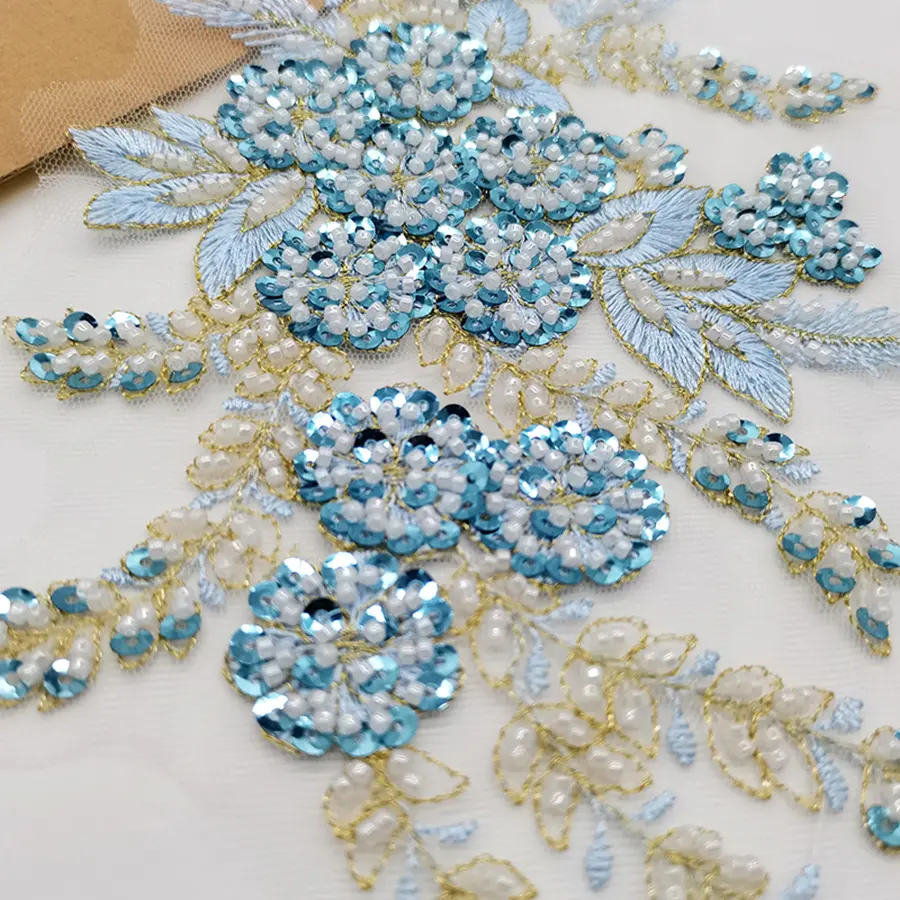1Pc Flower Crystal Embroidery Patches Fabric For Evening Dress Wedding Accessories Sewing Patch Handmade Applique Repair Crafts