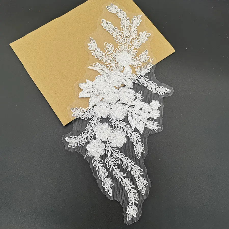 1Pc Flower Crystal Embroidery Patches Fabric For Evening Dress Wedding Accessories Sewing Patch Handmade Applique Repair Crafts