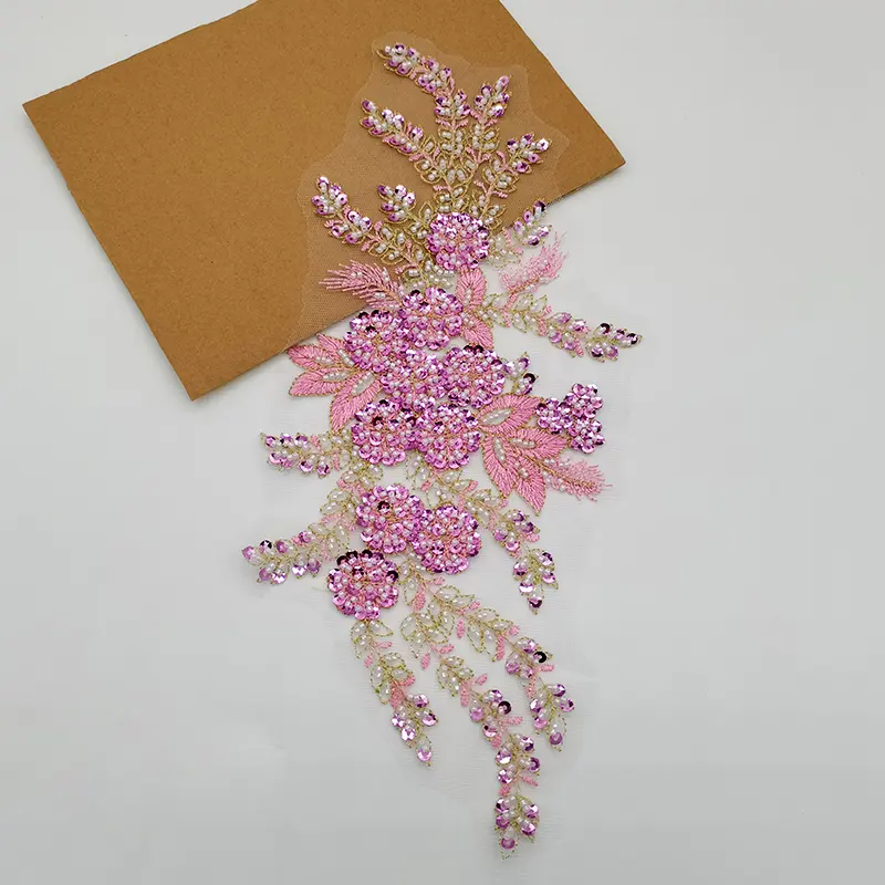 1Pc Flower Crystal Embroidery Patches Fabric For Evening Dress Wedding Accessories Sewing Patch Handmade Applique Repair Crafts