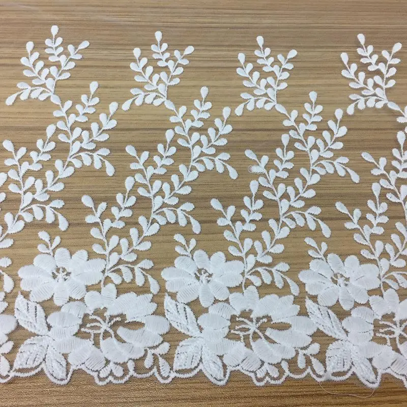 1Yard Flower Embroidery Lace Fabric Trim DIY Clothing Wedding Home Curtain Decoration Handmade Sewing Crafts Supplies