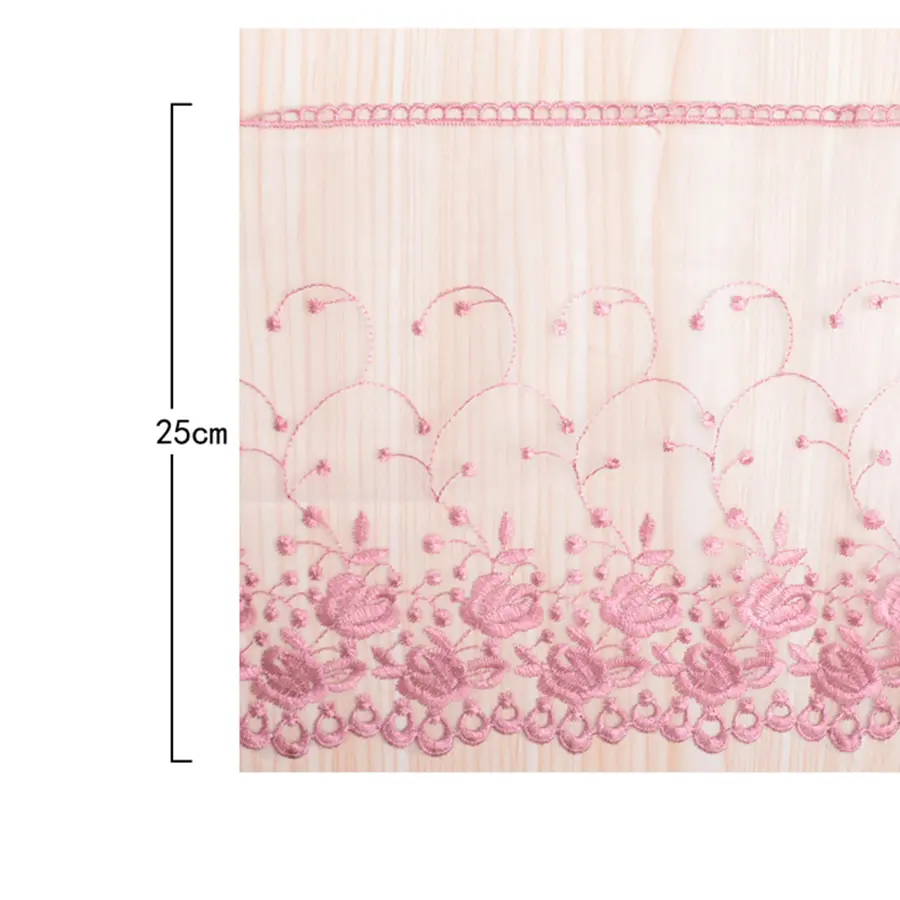 1 Yard Colorful Flower Border Embroidered Lace Fabric DIY Women's Dress Clothing Lace 25CM Wide