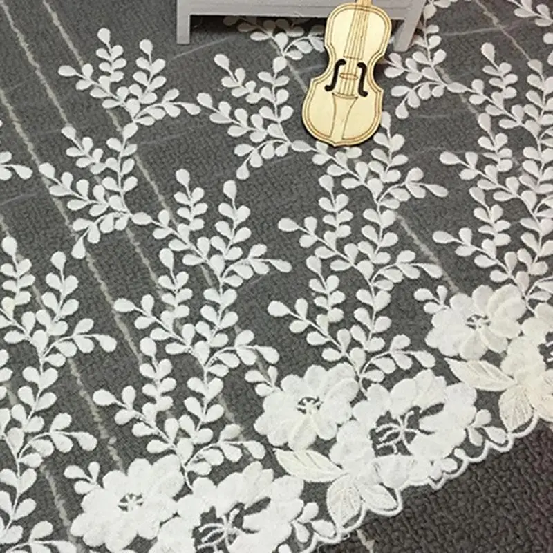 1Yard Flower Embroidery Lace Fabric Trim DIY Clothing Wedding Home Curtain Decoration Handmade Sewing Crafts Supplies