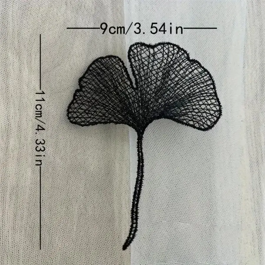 5 Pieces of Black and White Lace Ginkgo Leaves Flower Embroidery Lace Fabric Decal Repair Clothing