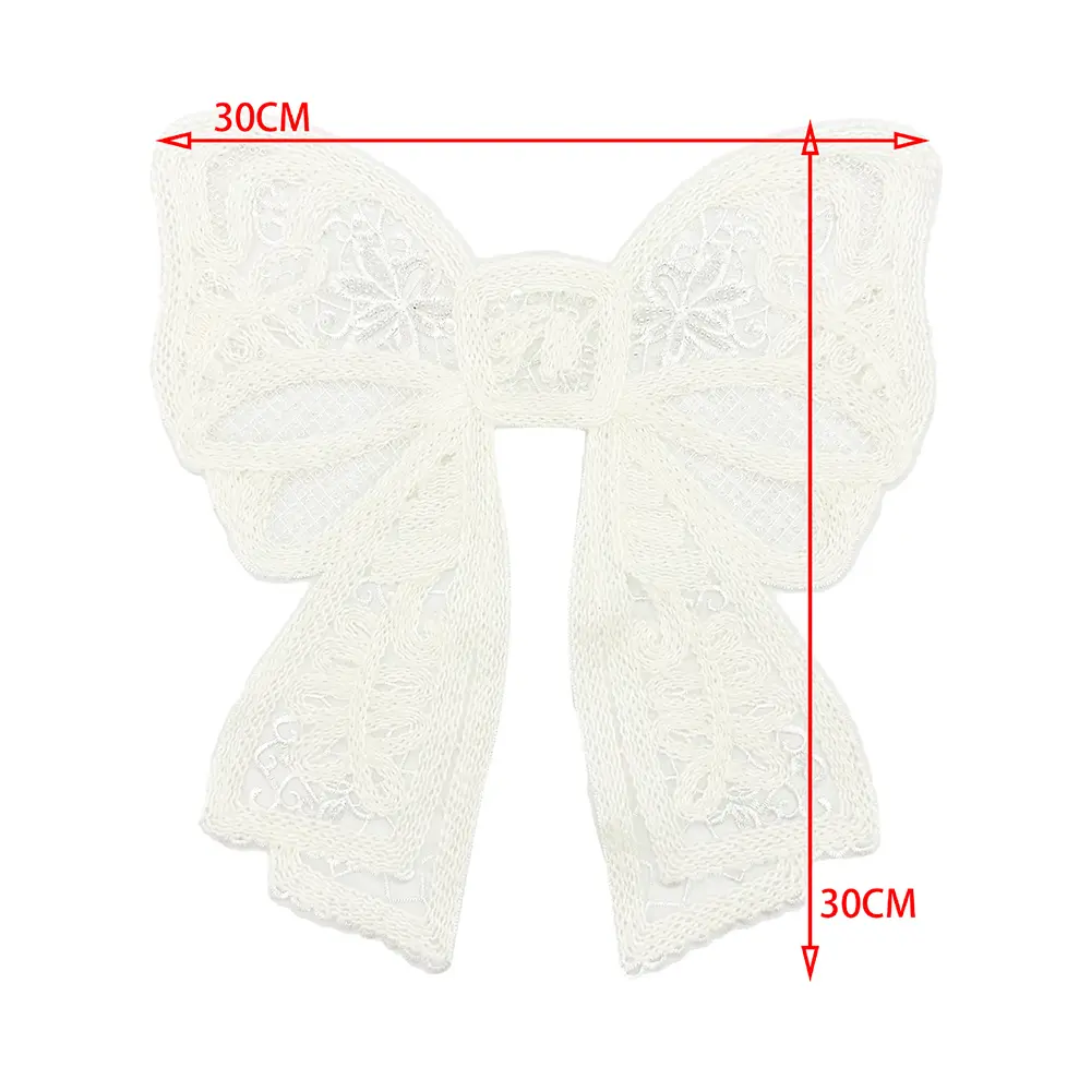 1Pc Black White Embroidered Patches Butterfly Hair Imitation Woven Bow Clothing Women's Bags Accessories Sewing Patch Crafts