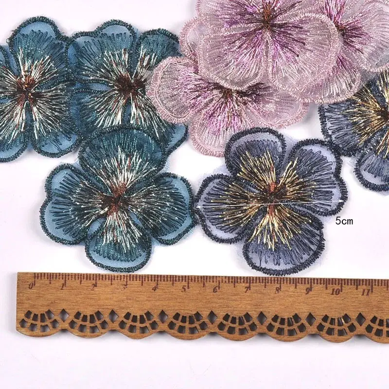 10 Pcs/bag Embroidery Four Petal Flower Patch Cloth Patch Clothing Accessories DIY Accessories