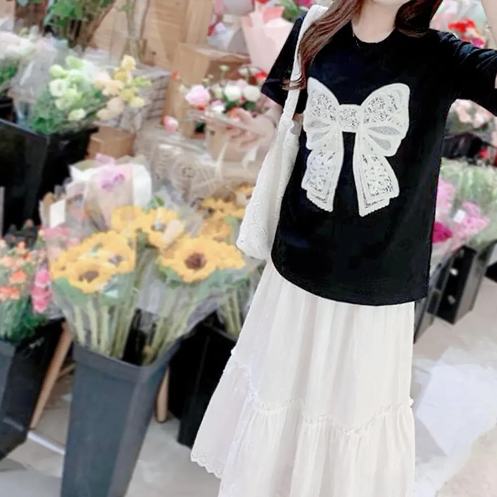1Pc Black White Embroidered Patches Butterfly Hair Imitation Woven Bow Clothing Women's Bags Accessories Sewing Patch Crafts