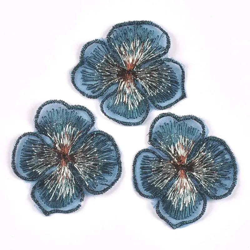 10 Pcs/bag Embroidery Four Petal Flower Patch Cloth Patch Clothing Accessories DIY Accessories