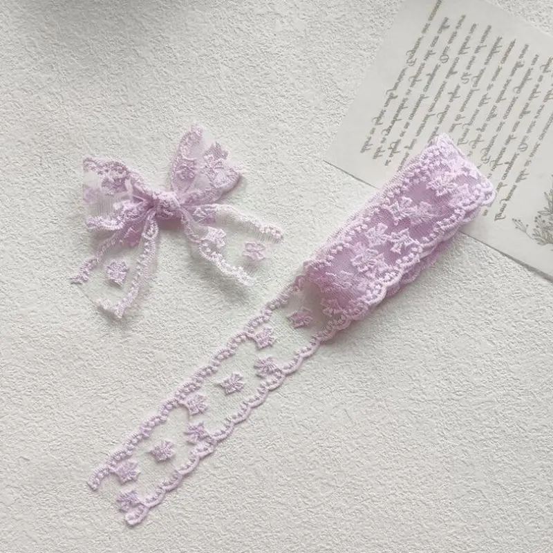 2 Yards Multi-Color Bow Embroidery Lace Fabrics For Clothing Bags Gift Accessory Party Decor Handmade Sewing Trim DIY Crafts