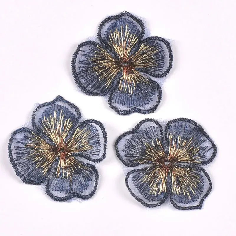 10 Pcs/bag Embroidery Four Petal Flower Patch Cloth Patch Clothing Accessories DIY Accessories