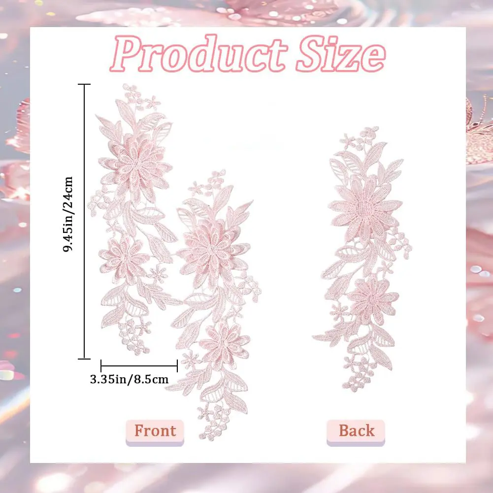 1 Pair Exquisite Flower Embroidery Patches  Fabric Dress Hats Home Accessories Handmade Sewing Patch Applique Crafts