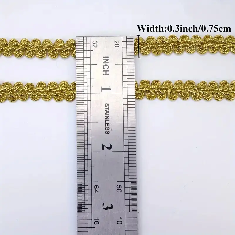 5 Yards Golden Thread Lace Wave  Clothing Accessories Home Decoration 0.75CM Wide