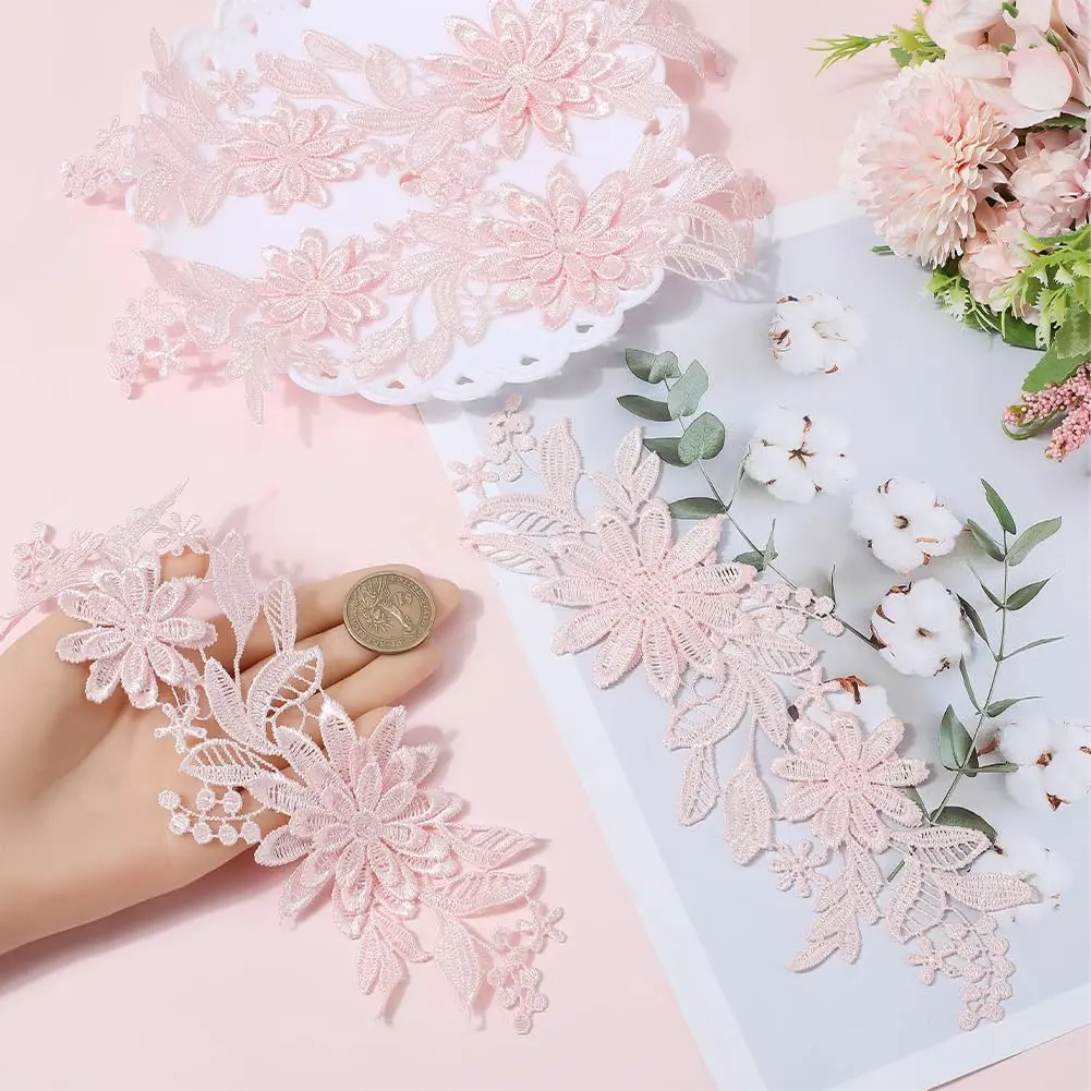 1 Pair Exquisite Flower Embroidery Patches  Fabric Dress Hats Home Accessories Handmade Sewing Patch Applique Crafts