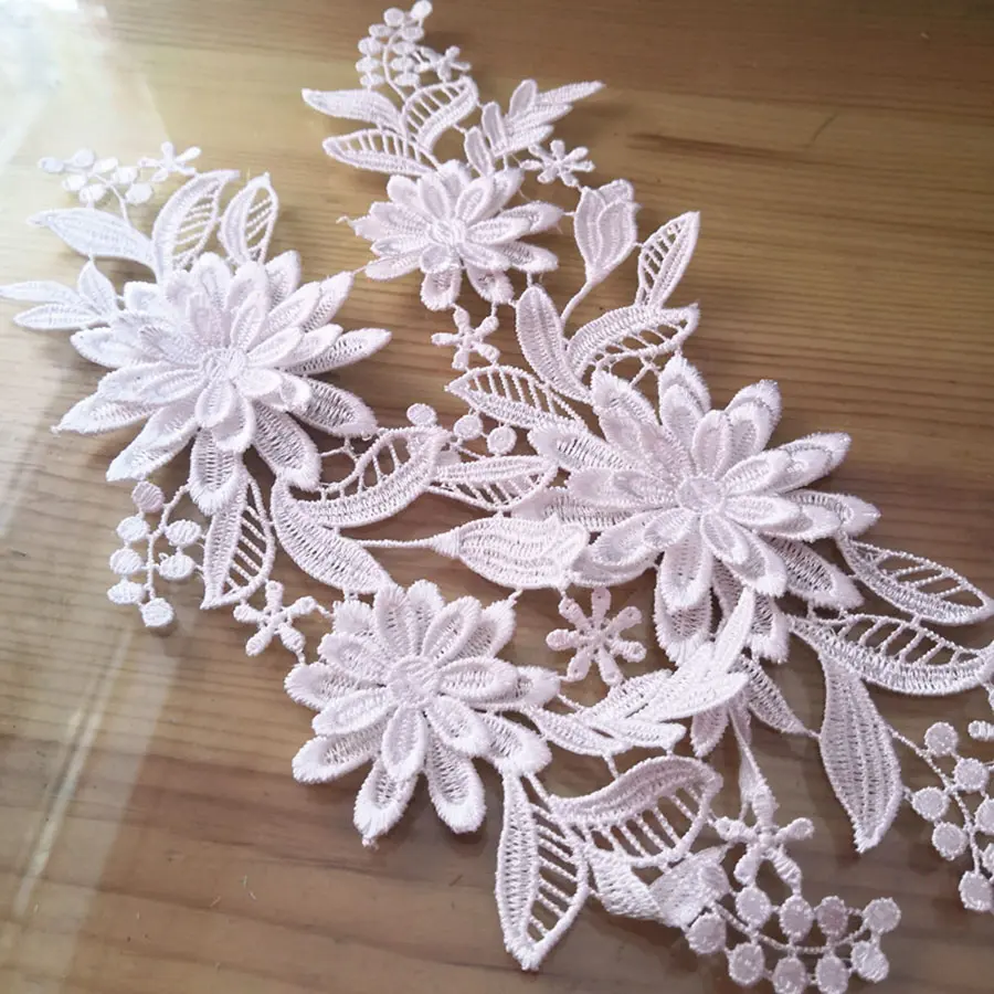 1 Pair Exquisite Flower Embroidery Patches  Fabric Dress Hats Home Accessories Handmade Sewing Patch Applique Crafts