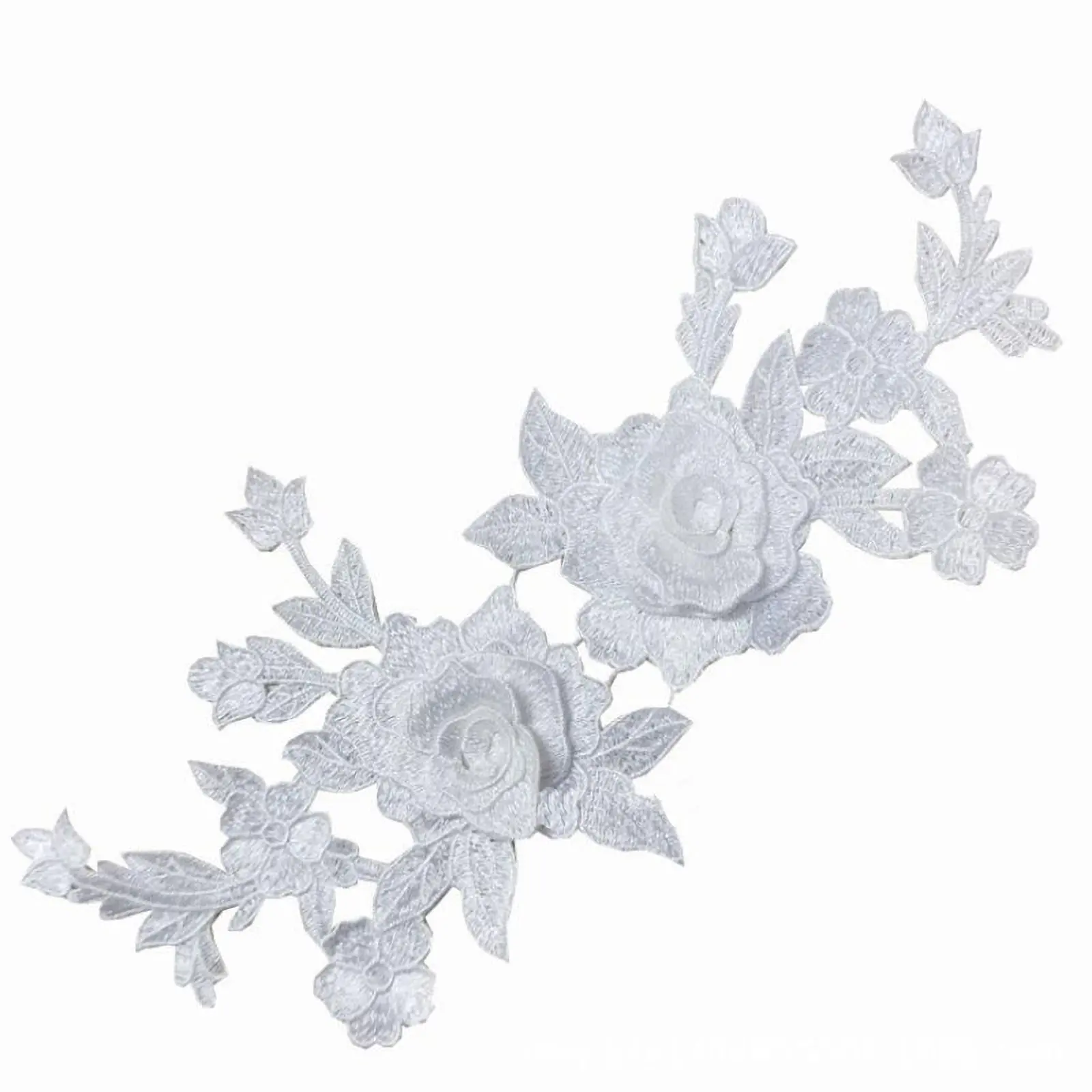 1 Piece of Black and White Embroidered Roses Hand Sewn Patches DIY Clothing Accessories Patches