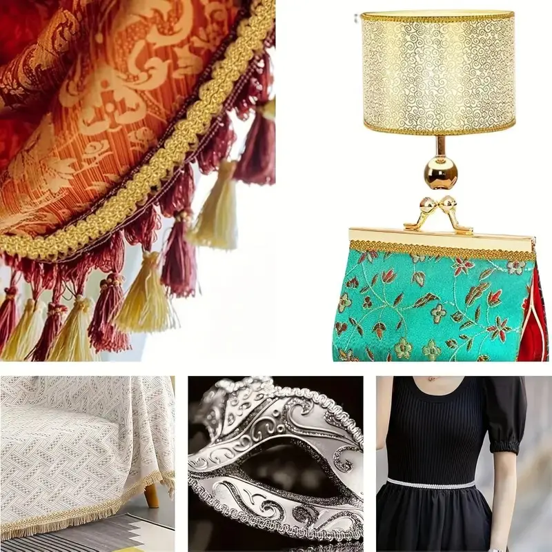 5 Yards Golden Thread Lace Wave  Clothing Accessories Home Decoration 0.75CM Wide