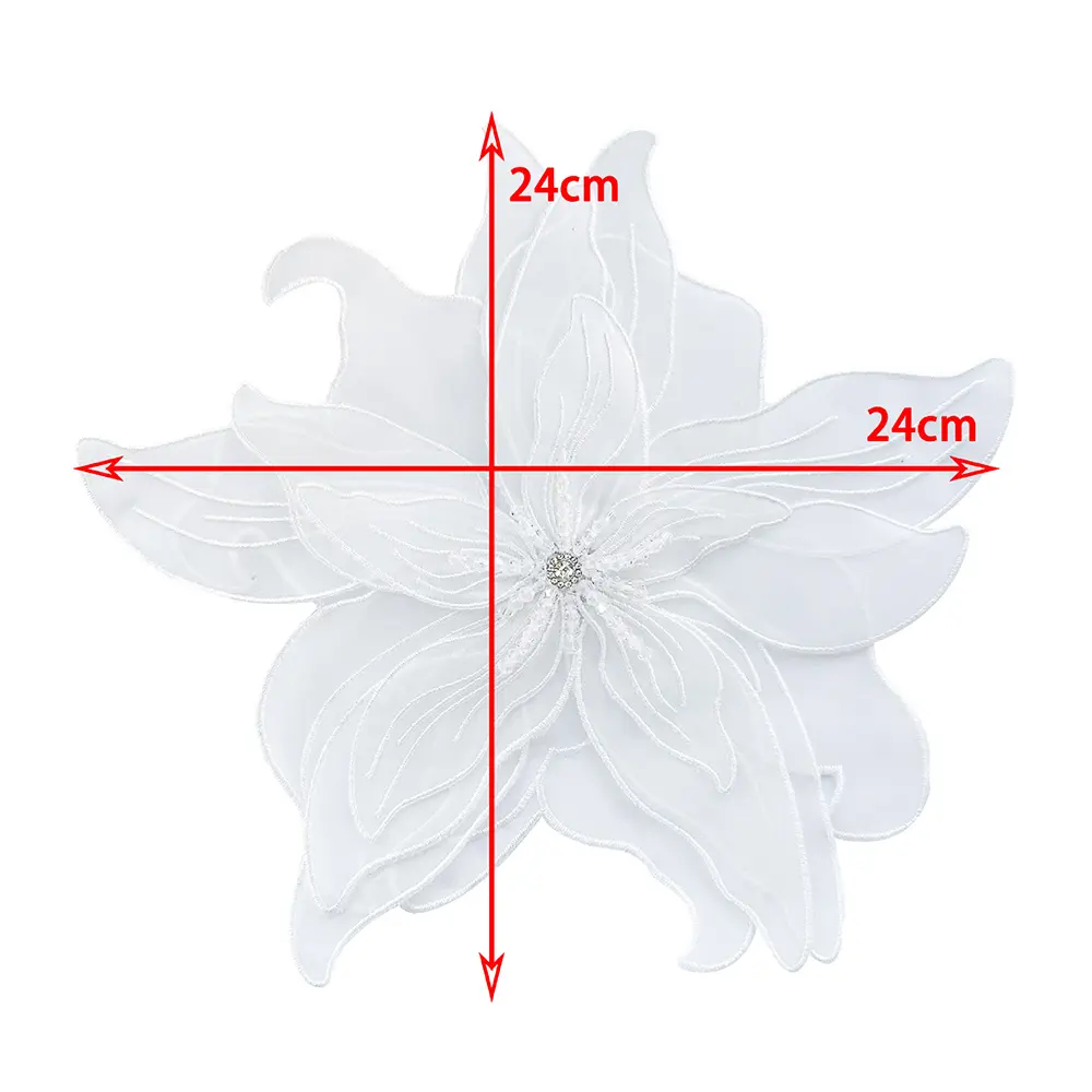 1 Pc Black White Big Flower Embroidery Patches Fabric Evening Dress Party Clothing Sewing Patch Handmade Crafts Applique