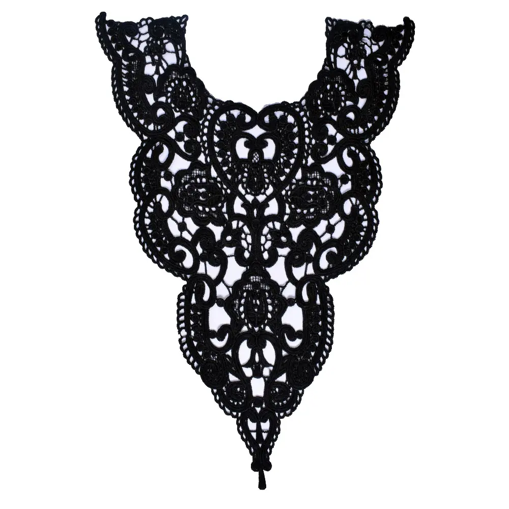 1 Pc Black Flower Embroidered Guipure Lace Fabric DIY Applique Trim Decorated Women Dress Curtains Sewing  Accessories Crafts