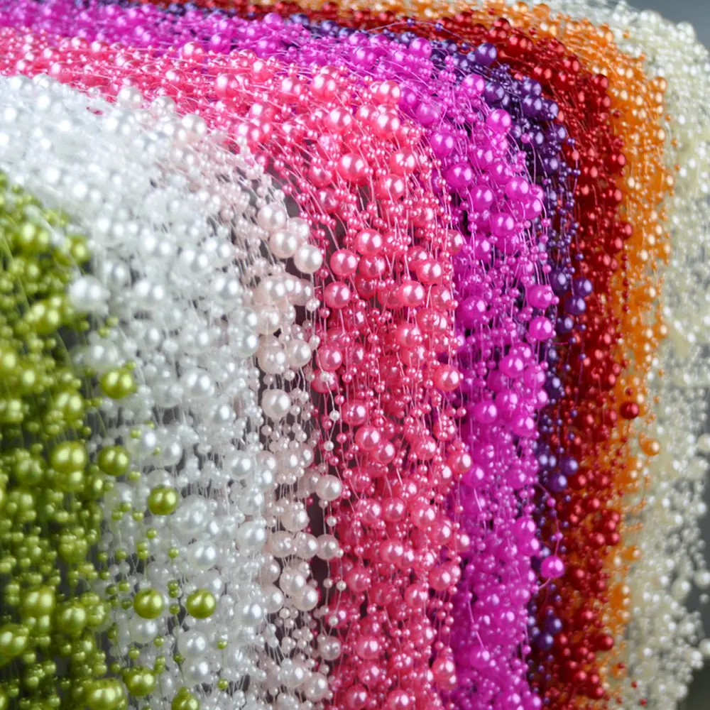 10M Beads Garland Pearl Strands Fish Chain Ribbon for Christmas Tree Wreath Gift Wrapping Decoration