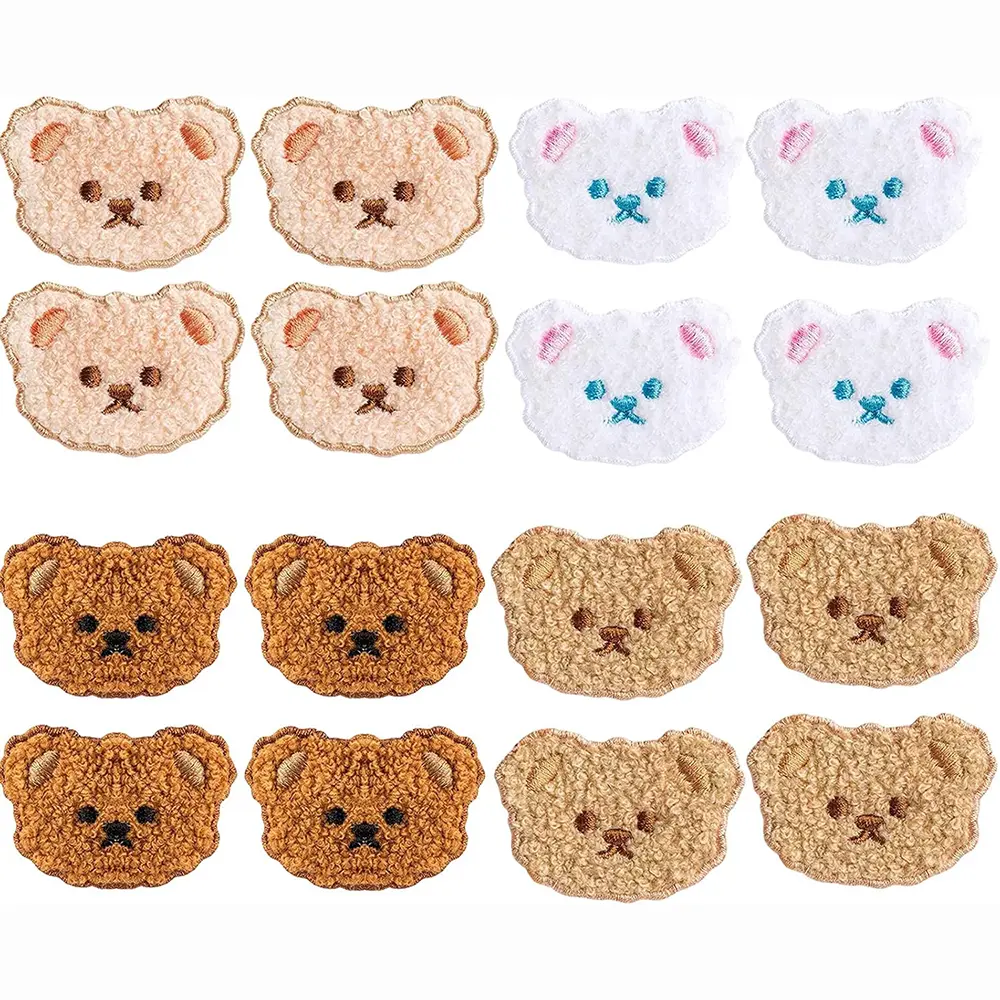 10 Pieces of Bear Embroidery Patch Wool Fabric Embroidery Bear DIY Jacket Clothing Patch Stickers