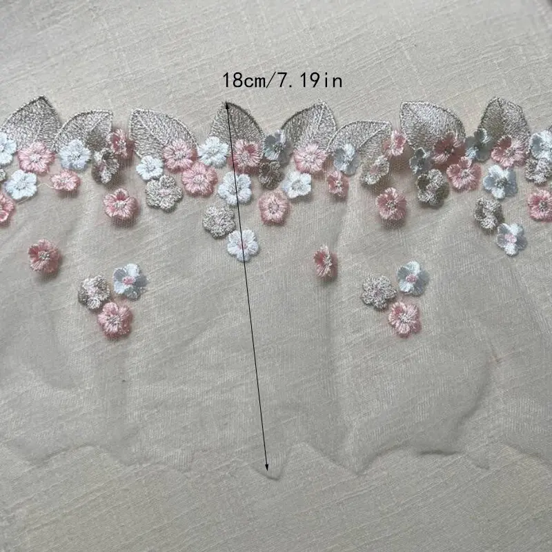1Yard Pink Blue Mesh Sequins Embroidered Lace Trim Fabric For Wedding Evening Dress Home Decor Handmade Sewing Crafts Applique