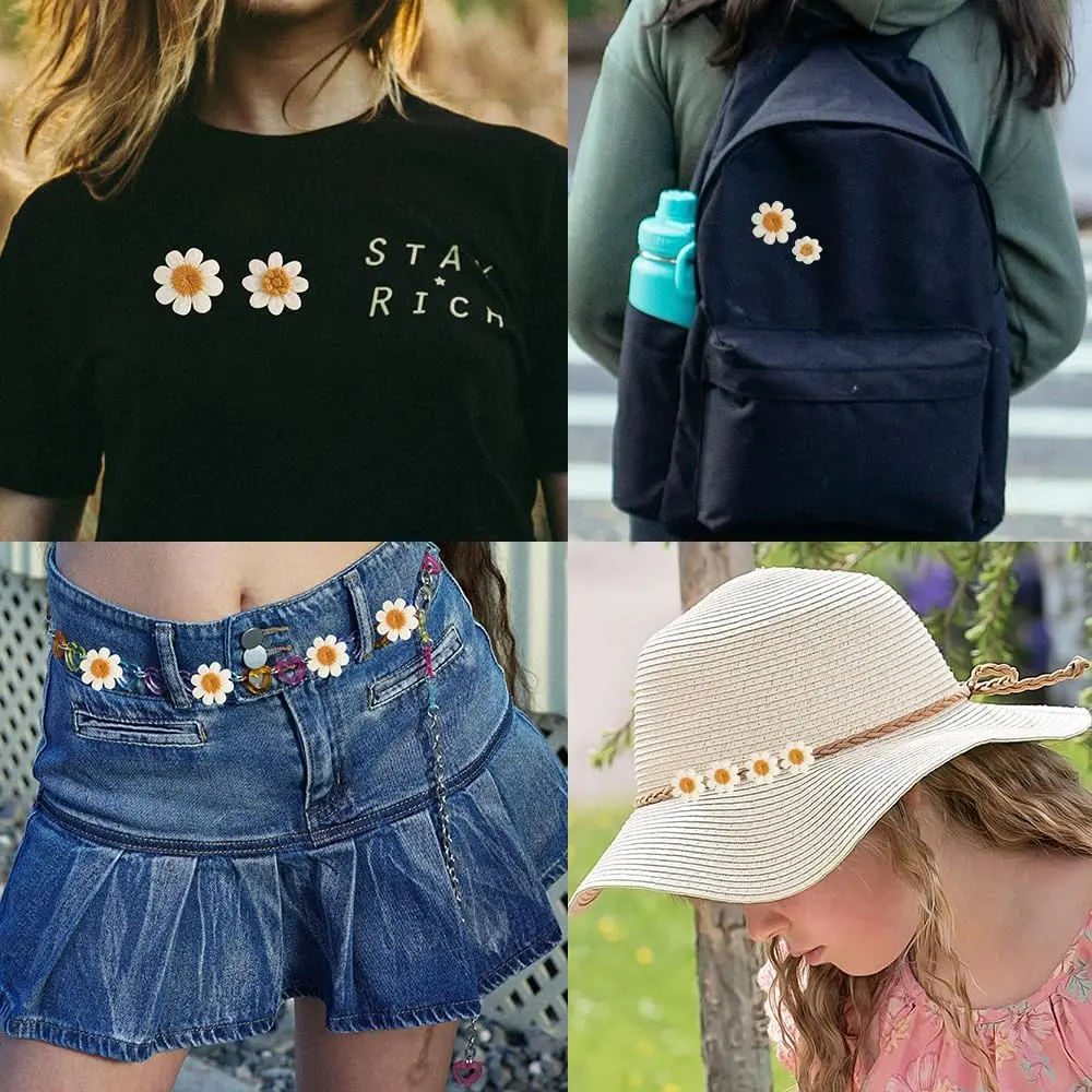 10Pcs Flower Embroidery Patches Coat Jeans Hats Bags Shoes Accessories Iron On Patch Handmade Stickers Repair Crafts Supplies