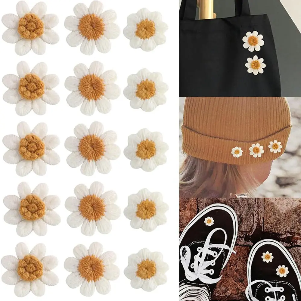 10Pcs Flower Embroidery Patches Coat Jeans Hats Bags Shoes Accessories Iron On Patch Handmade Stickers Repair Crafts Supplies