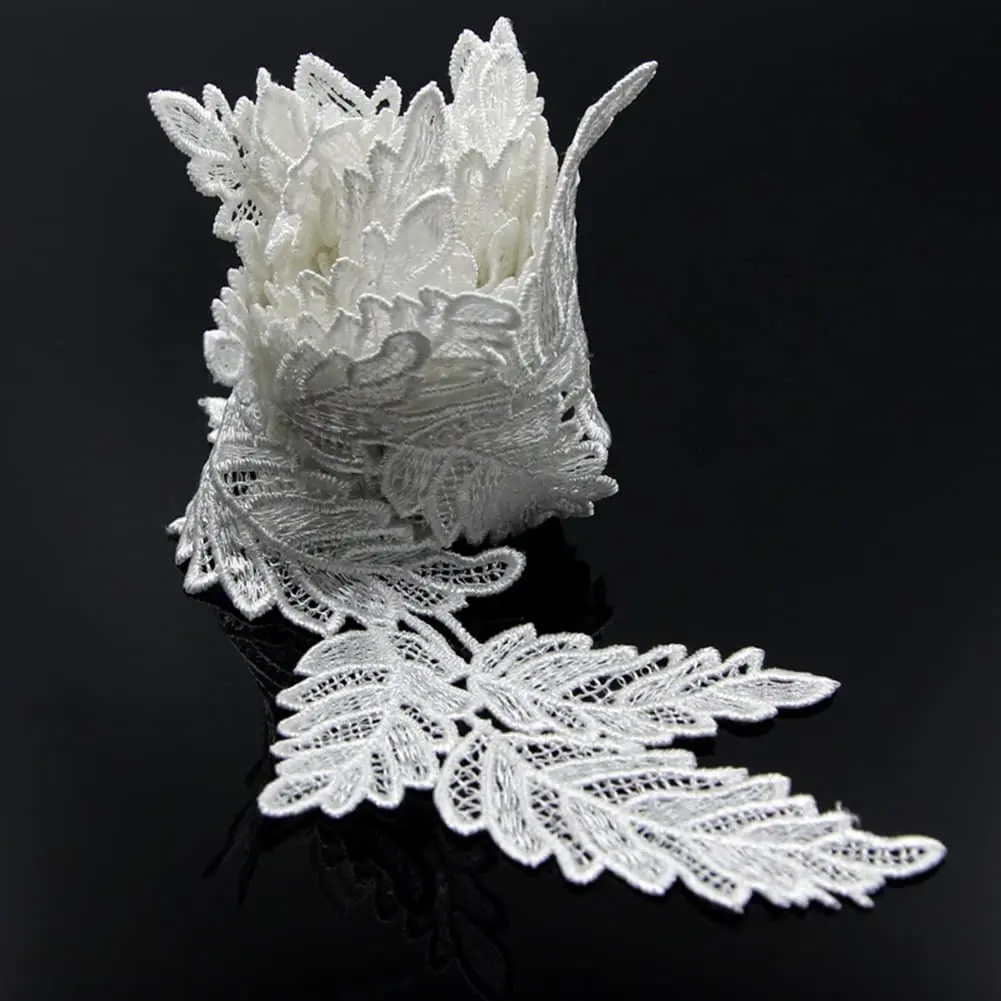 1 Yard White Leaf Embroidered Lace Sewing Garment Accessories DIY Handmade Craft Materials 6.5CM Wide