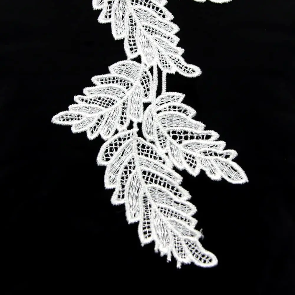 1 Yard White Leaf Embroidered Lace Sewing Garment Accessories DIY Handmade Craft Materials 6.5CM Wide