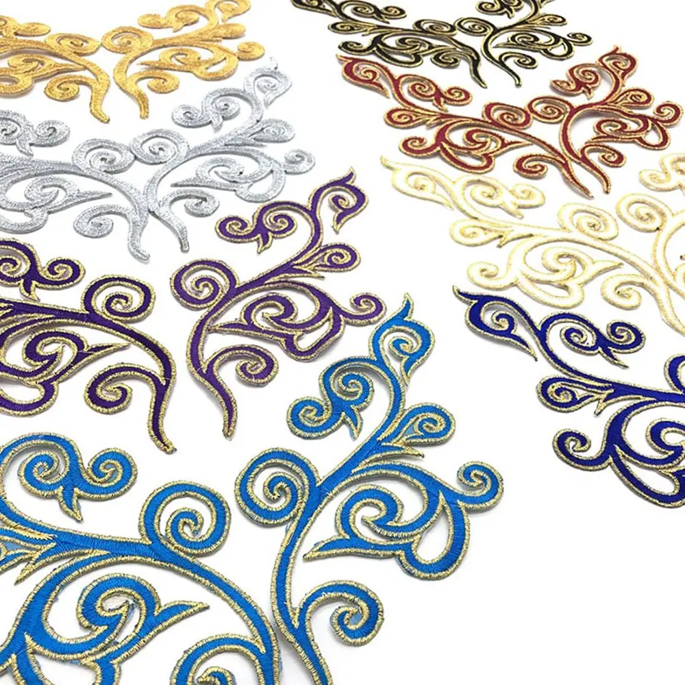 1 Pair Golden Thread Flower Patch Bride Wedding Dress diy Accessories Repair
