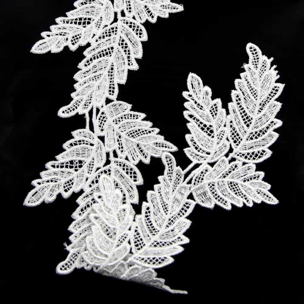 1 Yard White Leaf Embroidered Lace Sewing Garment Accessories DIY Handmade Craft Materials 6.5CM Wide