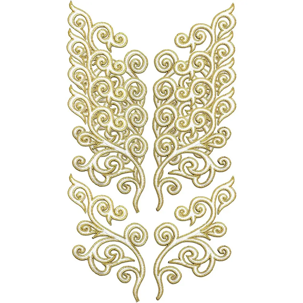 1 Pair Golden Thread Flower Patch Bride Wedding Dress diy Accessories Repair
