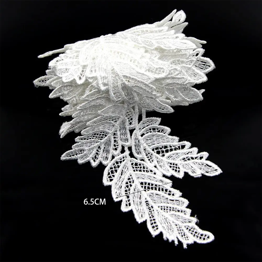 1 Yard White Leaf Embroidered Lace Sewing Garment Accessories DIY Handmade Craft Materials 6.5CM Wide
