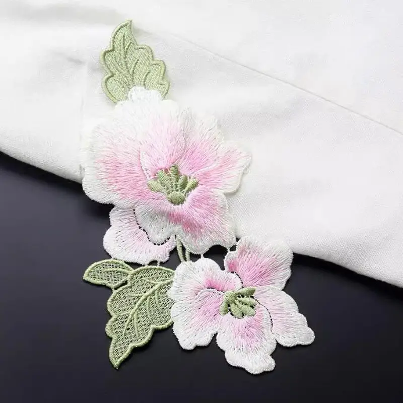 1 Pair Jade Orchid Lace Embroidery Flower Patching Clothing Stickers Decorative Patches