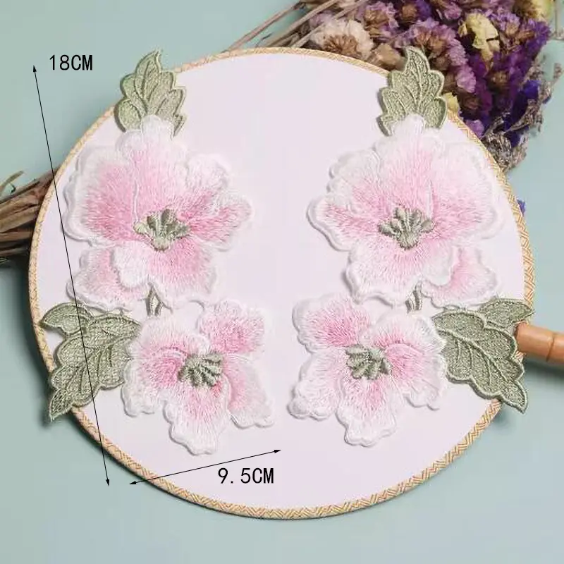 1 Pair Jade Orchid Lace Embroidery Flower Patching Clothing Stickers Decorative Patches