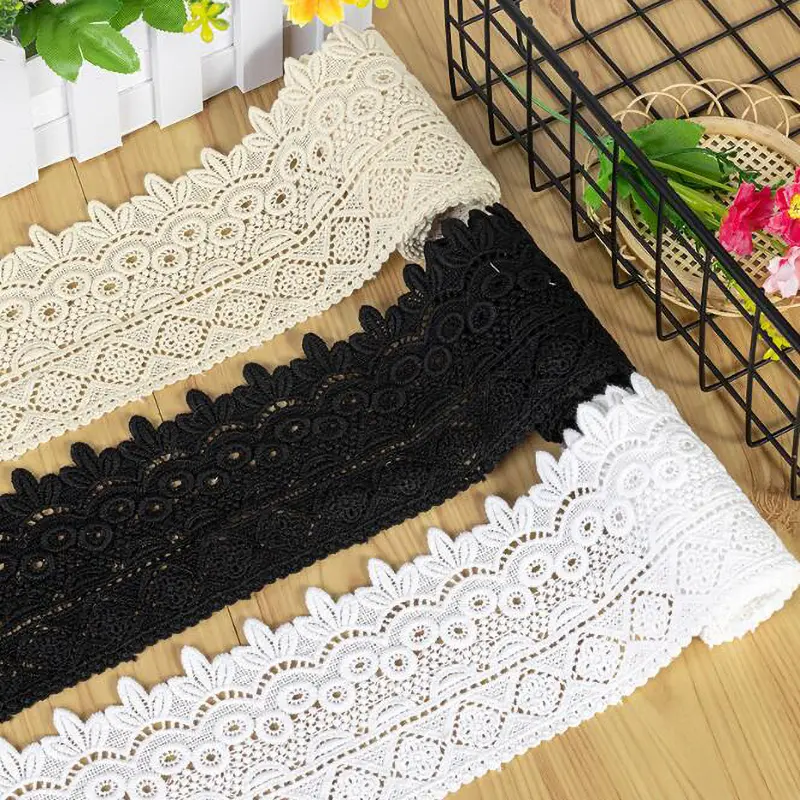 1 Yard Pure Cotton Embroidery Lace Accessories DIY Clothing Accessories Home Textile Fabric 9cm Width