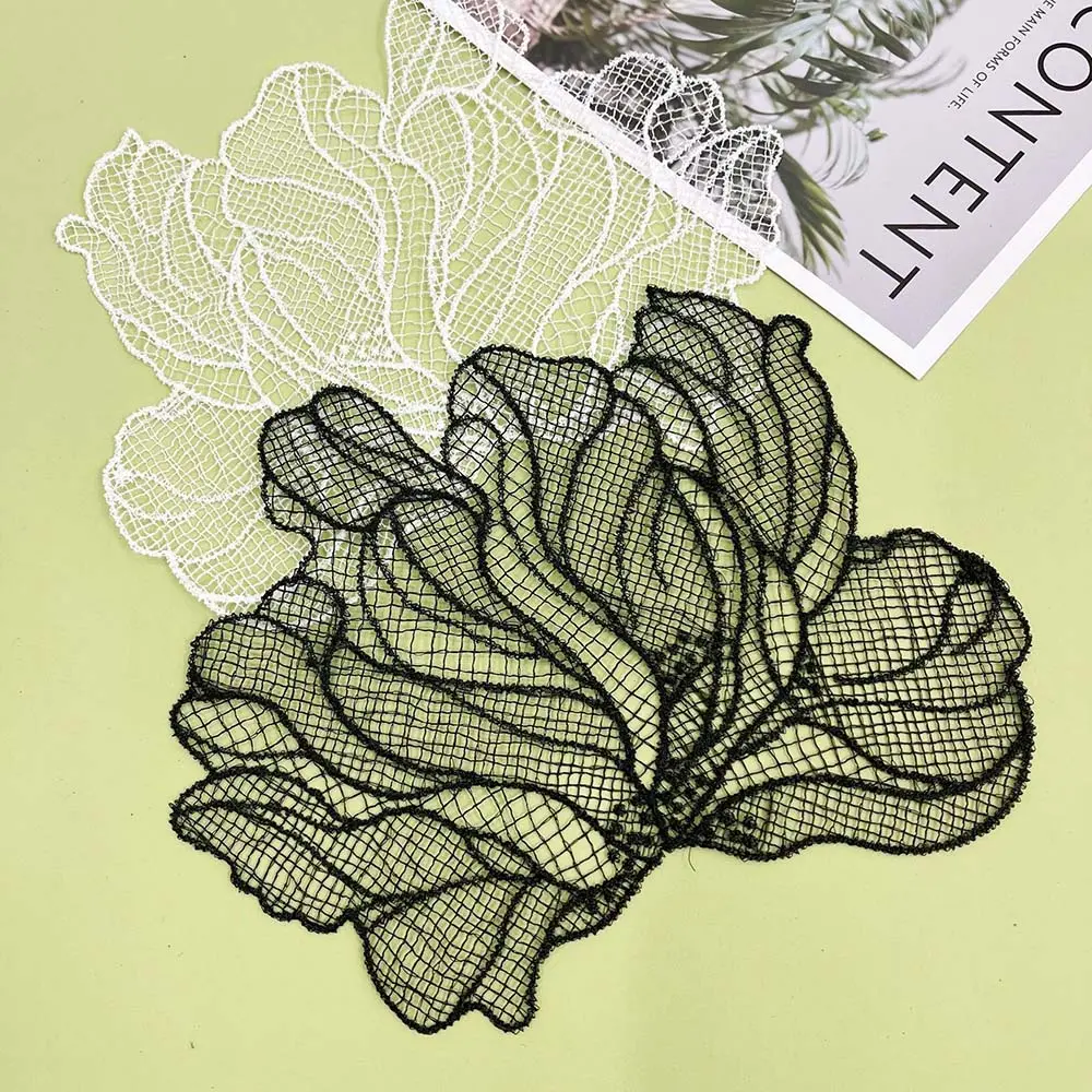5Pcs Milk Silk Flower Patch Hollowed Lace Cloth Patch for DIY Sewing Dress Clothes Accessories Repair