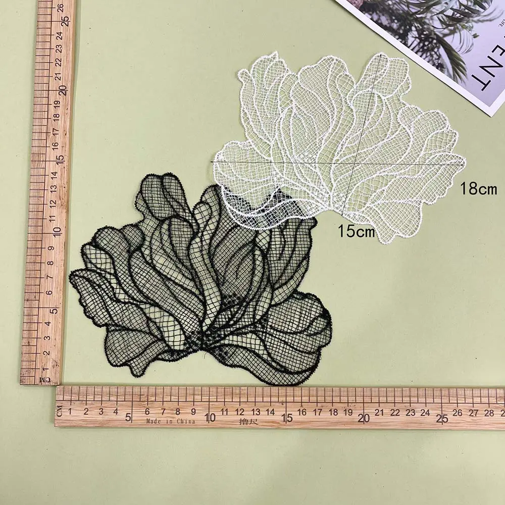 5Pcs Milk Silk Flower Patch Hollowed Lace Cloth Patch for DIY Sewing Dress Clothes Accessories Repair