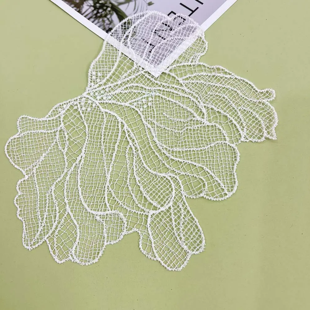 5Pcs Milk Silk Flower Patch Hollowed Lace Cloth Patch for DIY Sewing Dress Clothes Accessories Repair
