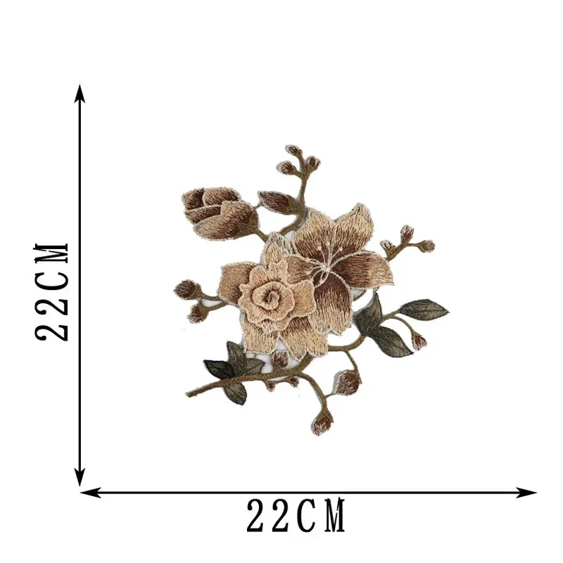 1 Pair Brown Pink Flower Patches Lace Strip Patch for Bride Veil Wedding Dress Sew On Patch for Girl Clothing DIY