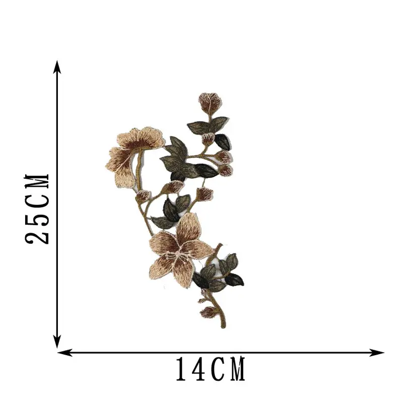 1 Pair Brown Pink Flower Patches Lace Strip Patch for Bride Veil Wedding Dress Sew On Patch for Girl Clothing DIY