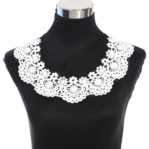 White Embroidery Collar Venise Sequin Floral Embroidered Applique Lace Neckline Collar Garment Accessories Scrapbooking