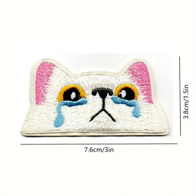 1Pc Cartoon Cat Head Embroidery Patch Fabric Coat Jeans Hats Bags DIY Accessories Iron On Badge Patches Handmade Stickers Repair