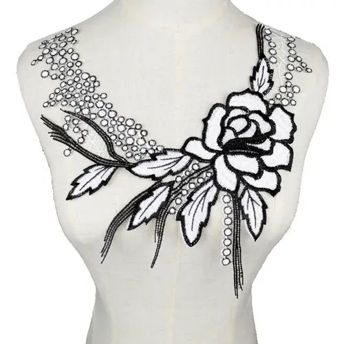 White Embroidery Collar Venise Sequin Floral Embroidered Applique Lace Neckline Collar Garment Accessories Scrapbooking
