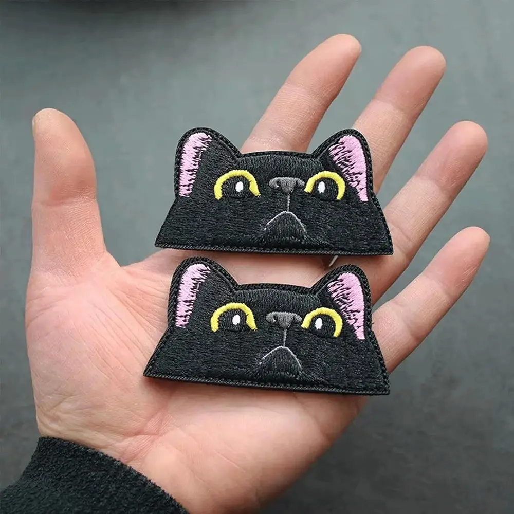 1Pc Cartoon Cat Head Embroidery Patch Fabric Coat Jeans Hats Bags DIY Accessories Iron On Badge Patches Handmade Stickers Repair