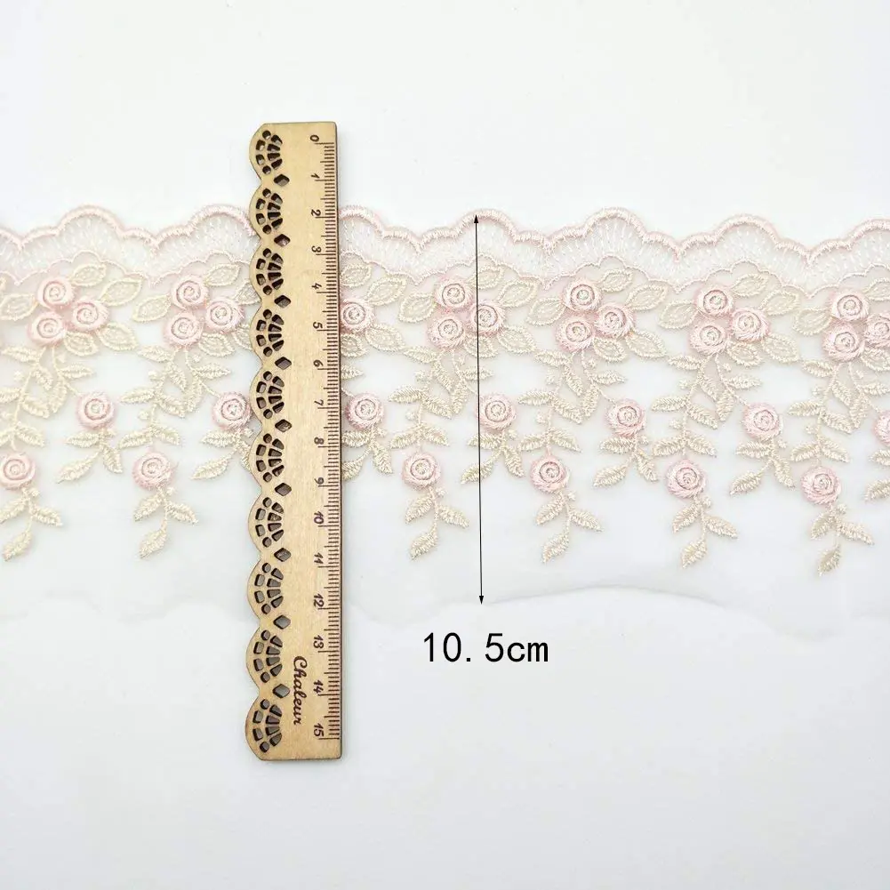 1 Yard Embroidered Lace Edge Trim Ribbon Wedding Applique DIY Clothing Sewing Craft 10.5CM Wide